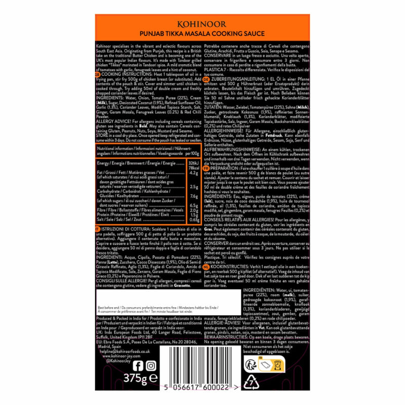 Kohinoor Tikka Masala sauce 6 x 375g - British product