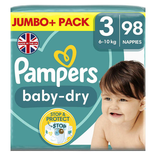 Pampers Baby-Dry Size 3, 98 Nappies, 6kg - 10kg, Jumbo+ Pack GOODS Boots   