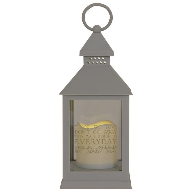 Thoughts Of You graveside lantern grey with LED candle (British brand)