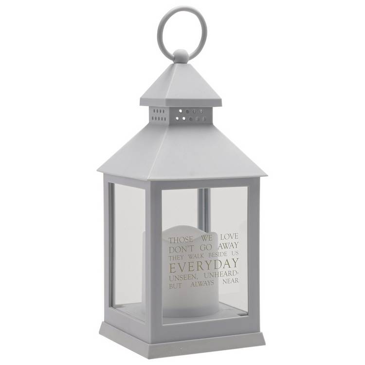 Thoughts Of You graveside lantern grey with LED candle (British brand)