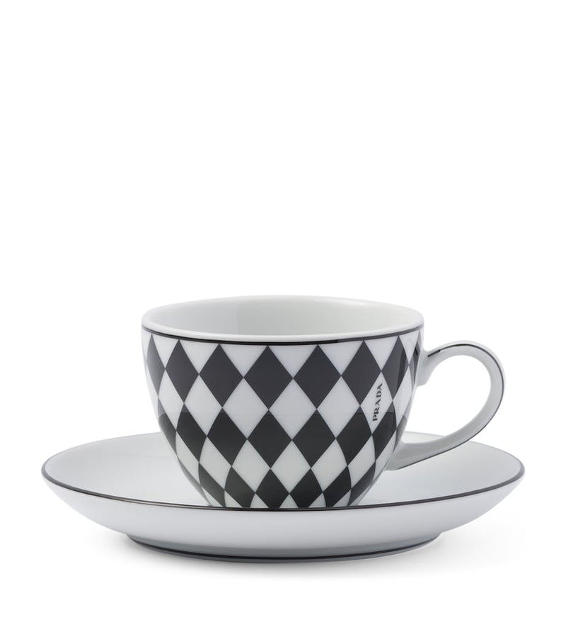 Prada chequerboard coffee cup set of 4, imported from the UK