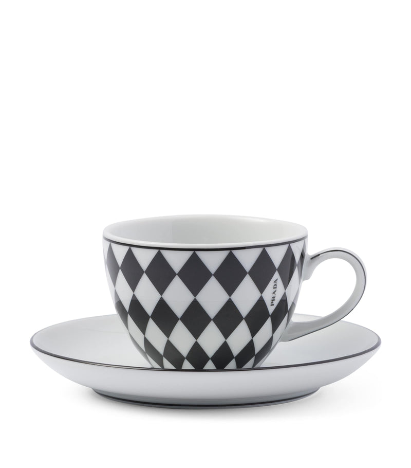 Prada chequerboard coffee cup set of 4, imported from the UK