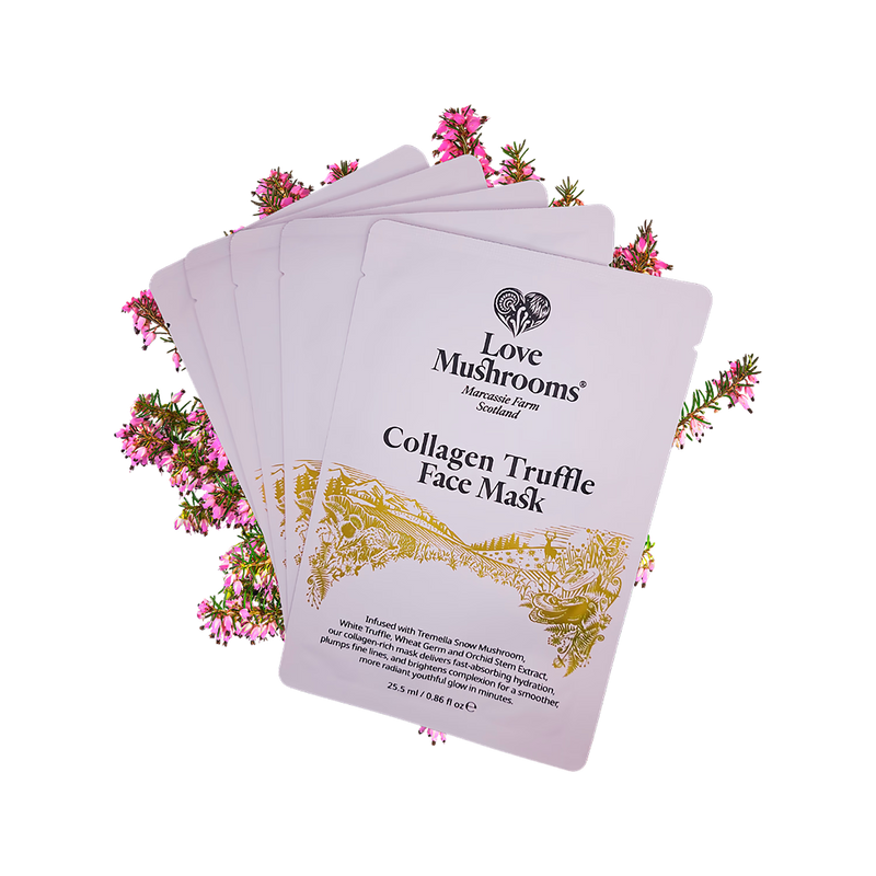 Love Mushrooms collagen truffle face mask 5 pack (British brand)