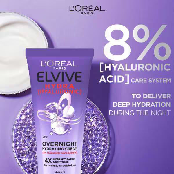 L'Oréal Paris Elvive Hydra Hyaluronic Overnight Cream, imported from the UK