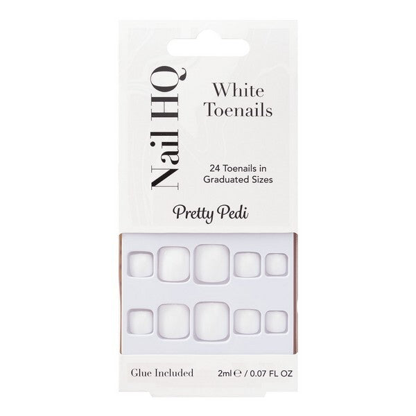 Nail HQ white false toenails 24 pieces - British product