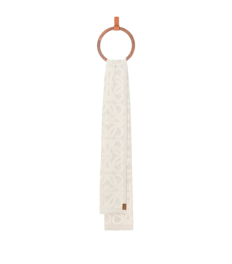 LOEWE Anagram applique scarf in cotton wool silk blend (British brand)
