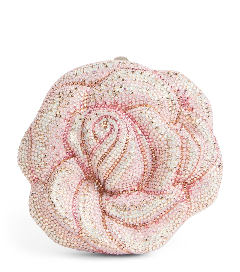 Judith Leiber embellished rose clutch bag evening accessory, imported from the UK