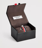 Thom Browne sterling silver short tie clip with tricolour design, UK version