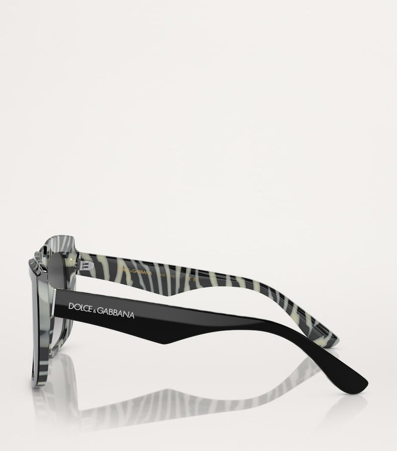 Dolce&Gabbana acetate square sunglasses with zebra tortoiseshell finish, imported from the UK