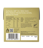 True Honey manuka honey sachets UMF 22+ 1000+ MGO 12x5g, imported from the UK