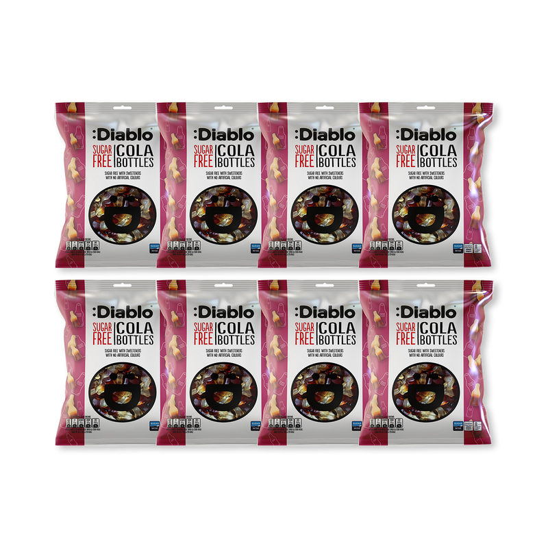 Diablo sugar free cola bottles 75g pack of 8, imported from the UK
