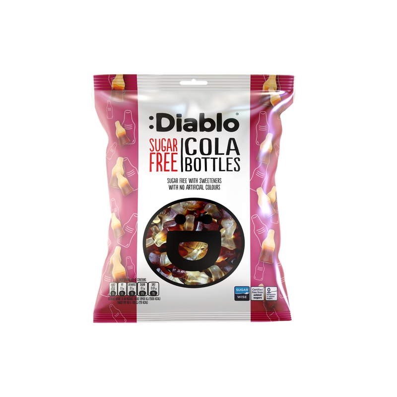 Diablo sugar free cola bottles 75g pack of 8, imported from the UK