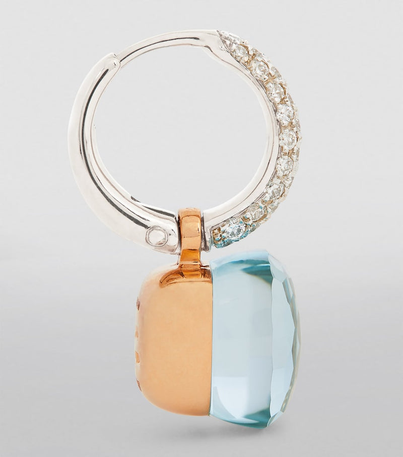 Pomellato Nudo topaz drop earrings in rose gold, imported from the UK