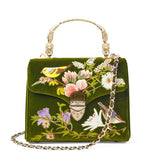 Aspinal of London midi velvet embroidered Mayfair top-handle bag (British brand)