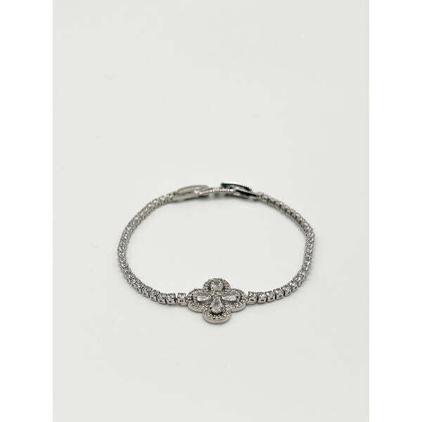SVNX Clover Diamante Bracelet in Silver, imported from the UK