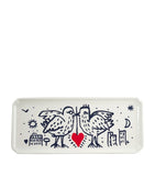 Pop Art Style Earthenware Serving Tray with Lovebird Design