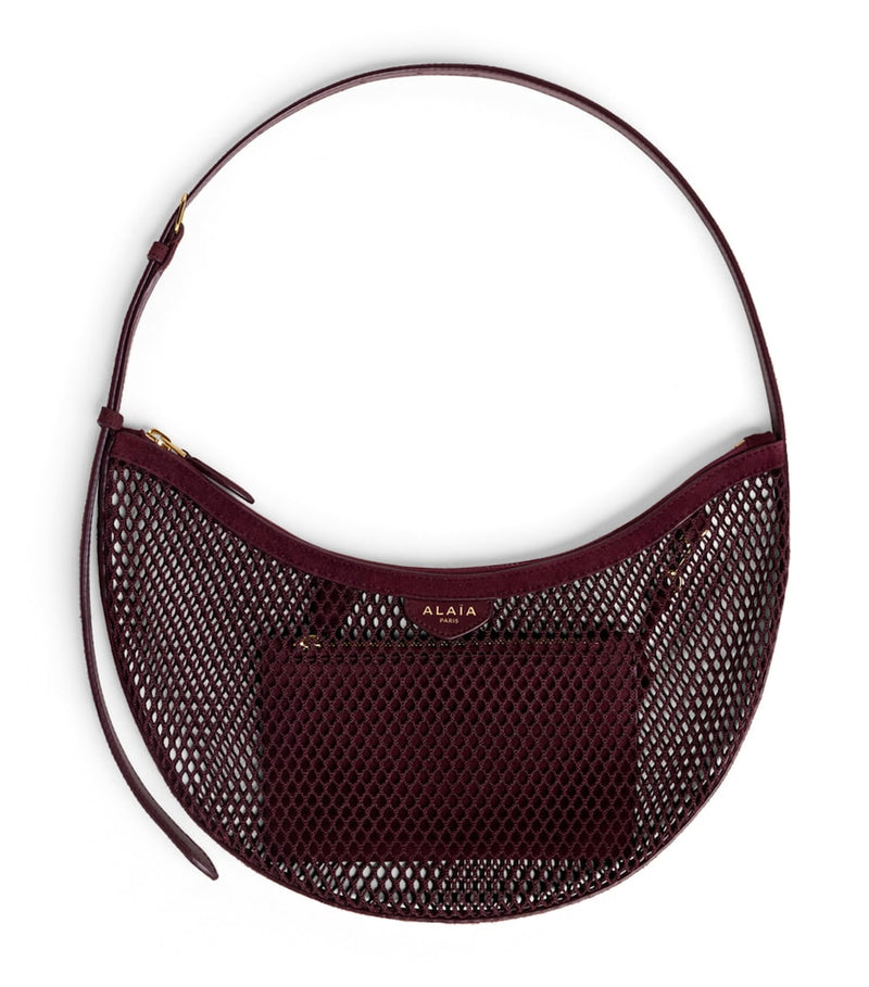 Alaïa small demi lune shoulder bag woven straw and leather - British product
