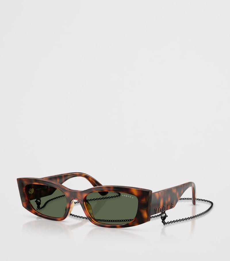 Vogue Pillow Sunglasses with tortoiseshell pattern and chain - British product