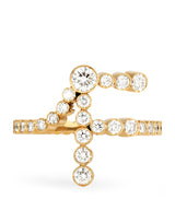 Harrods Sophie Bille Brahe Yellow Gold and Diamond Ensemble F Signet Ring- Buy online at McGrocer