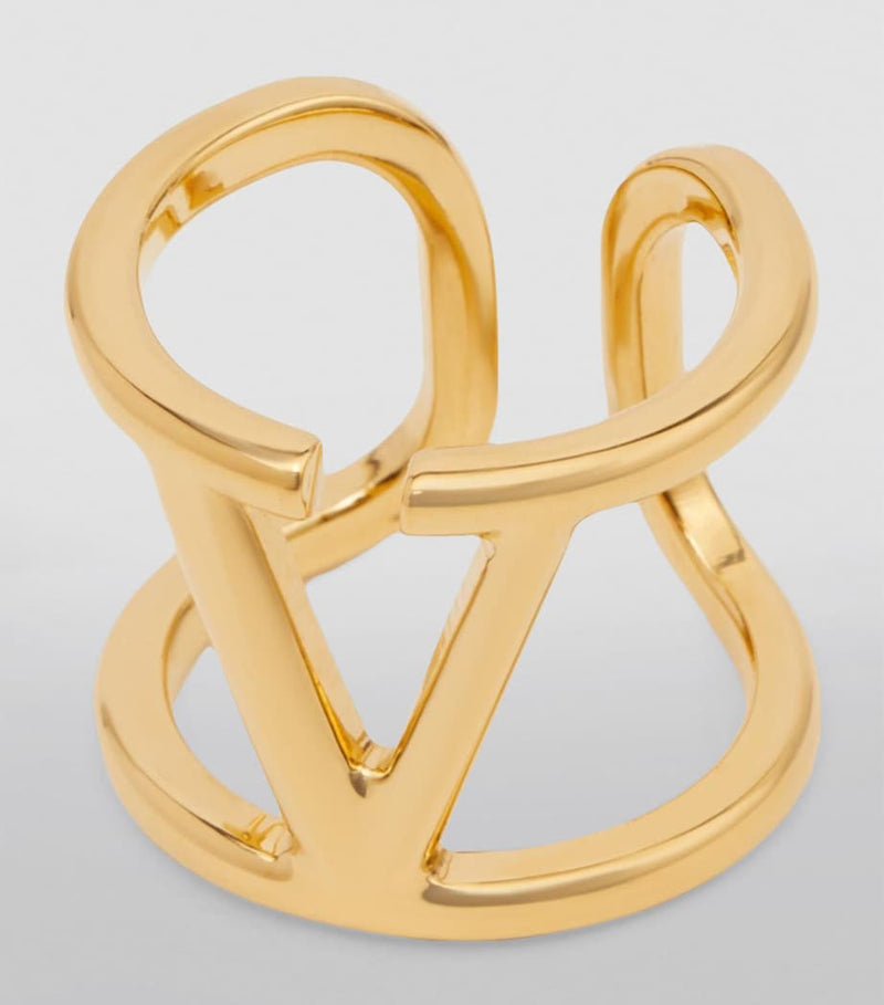 Valentino Garavani VLogo Signature ring in gold-tone brass, imported from the UK