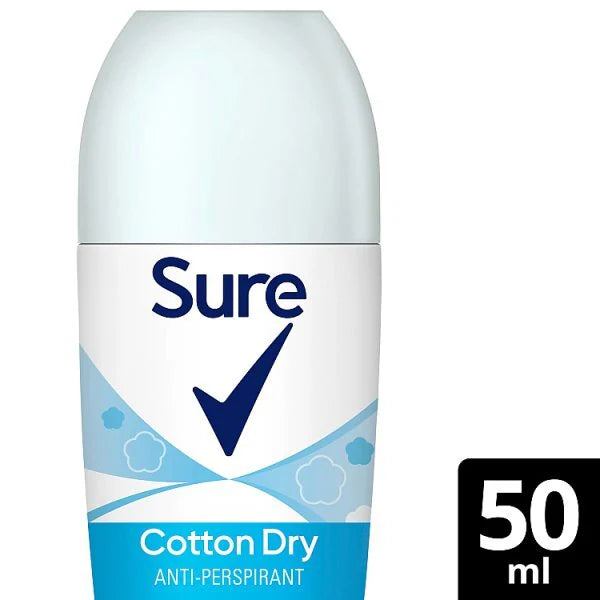 Sure Cotton Dry Anti-Perspirant Roll On 50ml (British brand)