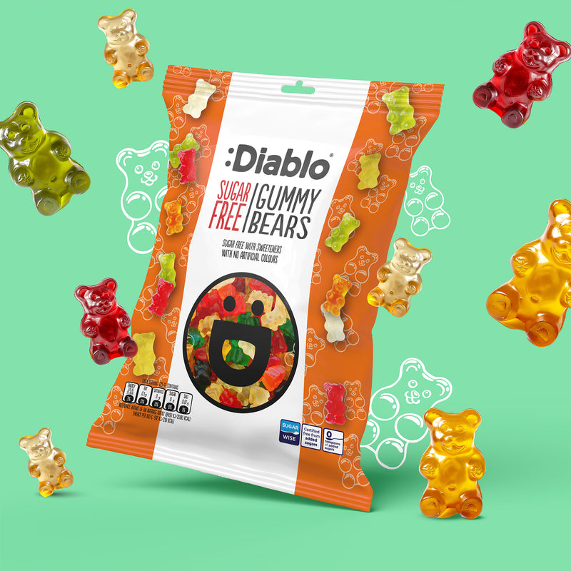 Diablo Sugar Free Gummy Bears assorted 75g, UK version
