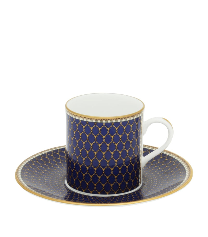 Halcyon Days Antler Trellis coffee cup and saucer (British brand)