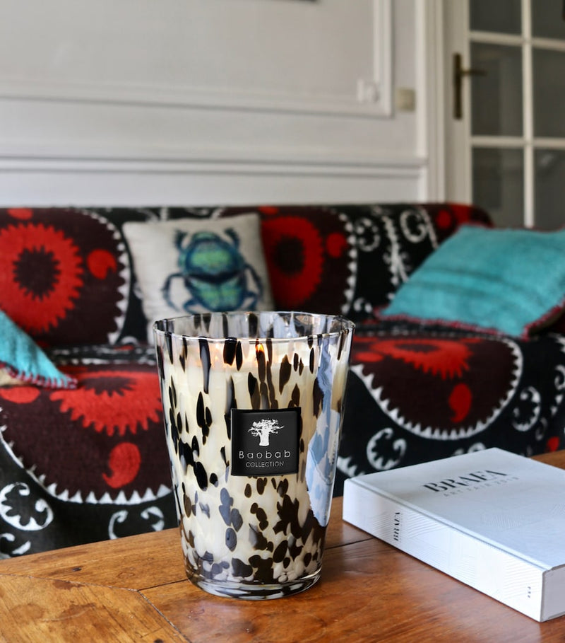 Baobab Collection black rose and ginger scented candle in glass holder, 24cm - British product