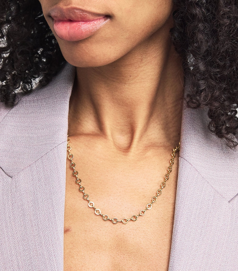 Azlee yellow gold circle-link chain necklace - British product