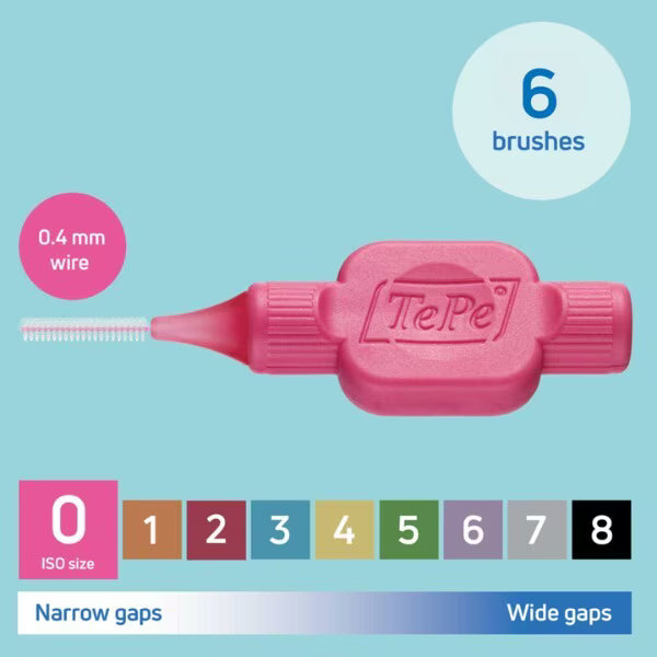 TePe Interdental Brushes 0.4mm 6 Pack (British brand)