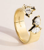 Jade Trau Poppy Open Band ring yellow gold diamonds 6mm - British product