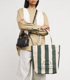 Harrods jute striped logo shopper tote bag - British product