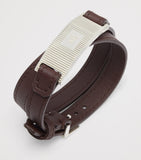 Dunhill double wrap leather bracelet with silver ID tag - British product