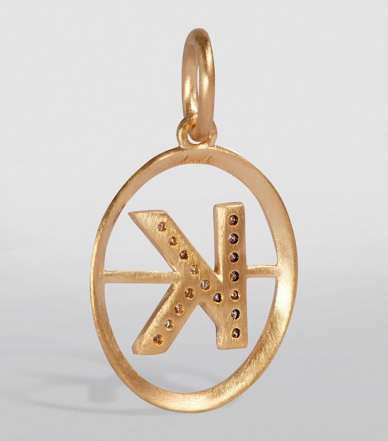 Annoushka yellow gold diamond initial K pendant, imported from the UK