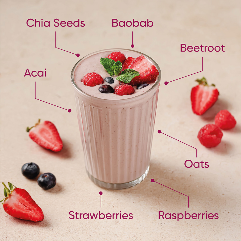 Naturya protein shake Mixed Berry 550g, imported from the UK