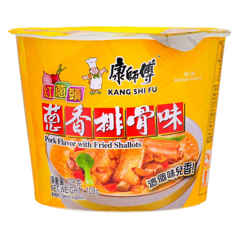 Master Kong pork flavour instant noodle bowl with fried shallots - British product