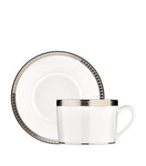 Harrods Porcelain Tea Cup and Saucer with Platinum Malmaison Pattern, 100ml Capacity- Buy online at McGrocer