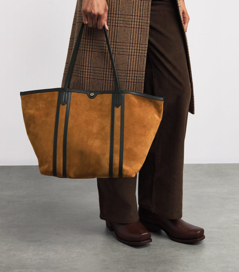 Harrods suede leather-trim tote bag, UK version
