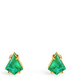 ZLEE yellow gold and emerald kite stud earrings - British product