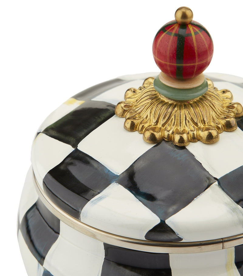 MacKenzie-Childs Courtly Check small squashed pot, UK version