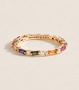Harrods Suzanne Kalan Rose Gold Diamond and Rainbow Sapphire Thin Mix Eternity Ring- Buy online at McGrocer
