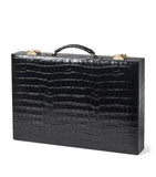 Aspinal of London croc-embossed leather backgammon set 17-inch - British product