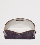 Aspinal of London small leather croc-embossed makeup bag - British product