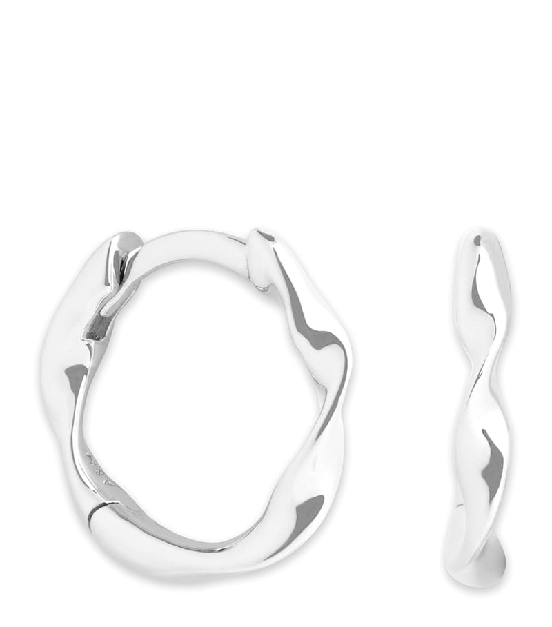 Astrid & Miyu white gold twist hoop earrings, imported from the UK