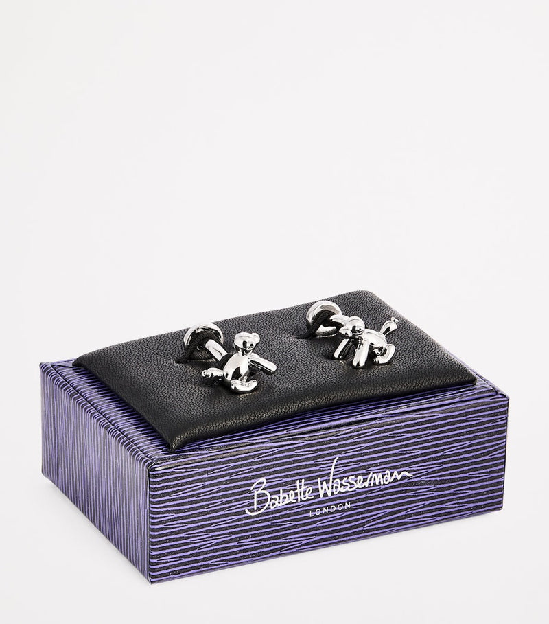 Babette Wasserman balloon monkey cufflinks rhodium-plated (British brand)