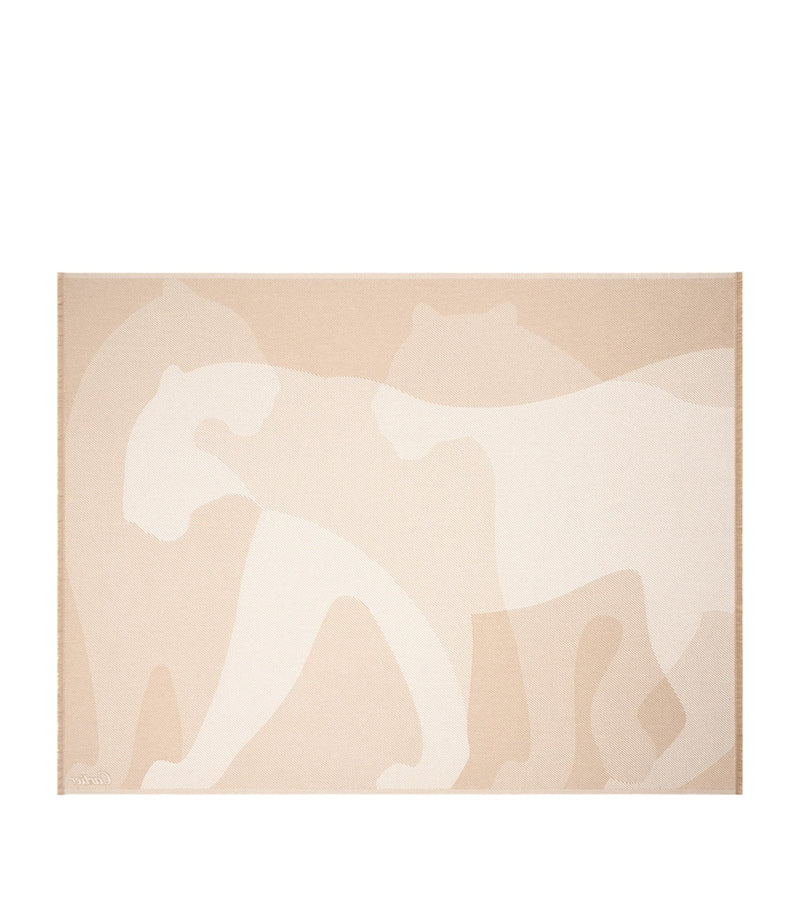 Cartier wool-cashmere blanket with panther motif 190x140cm - British product