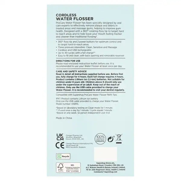 Superdrug ProCare Water Flosser Oral Care Device (British brand)