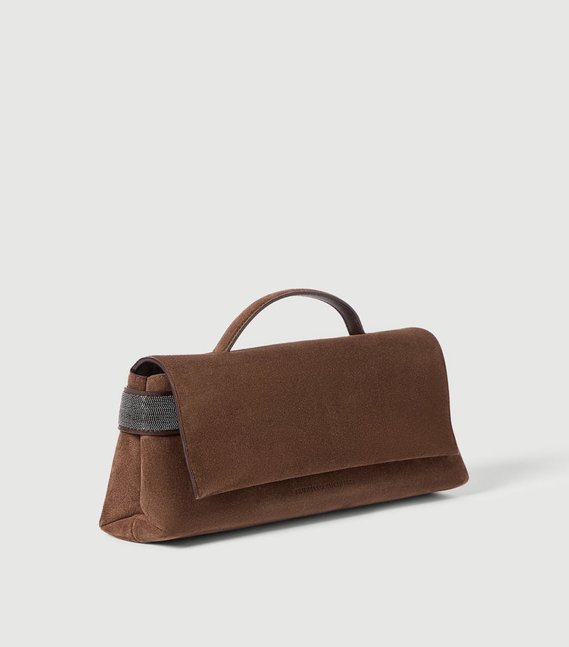 Brunello Cucinelli Essence suede flap top-handle bag - British product