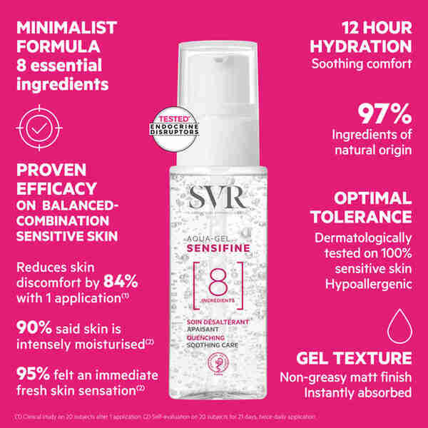 SVR SENSIFINE cooling face gel 40ml, imported from the UK