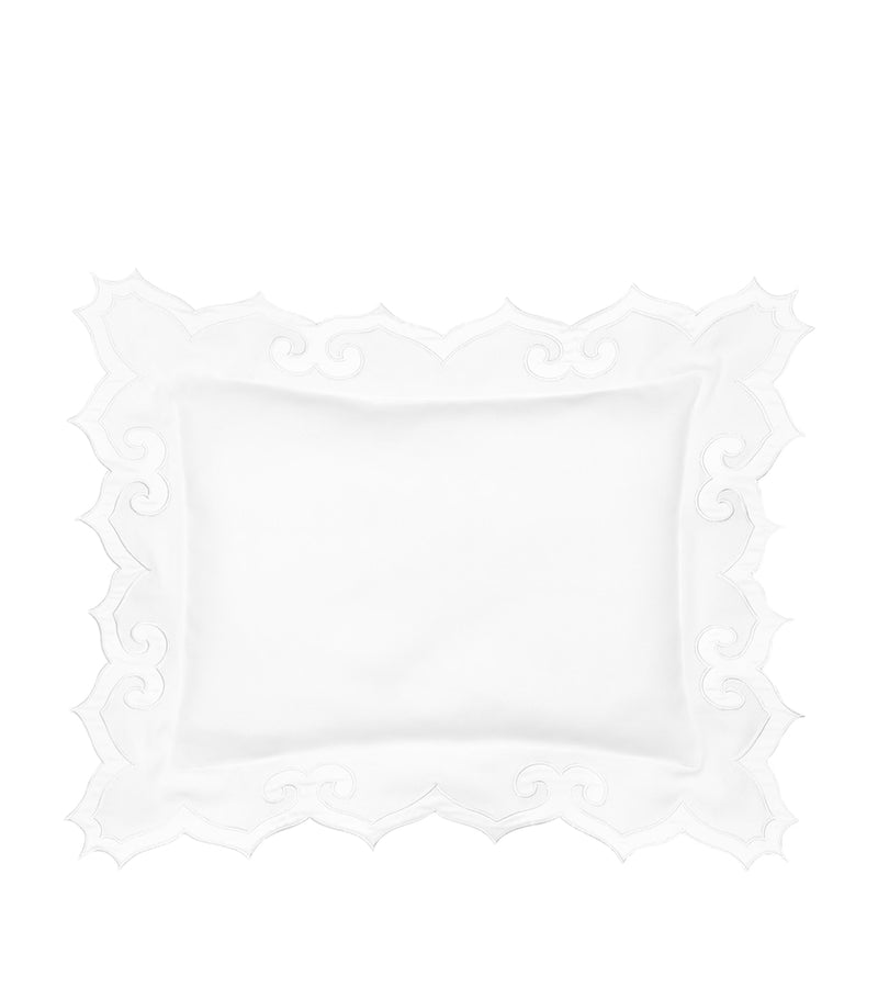 Pratesi boudoir pillowcase with sateen appliqué, 30x40cm, imported from the UK